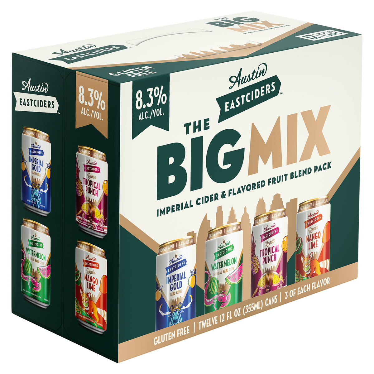 Austin Eastciders The Big Mix Variety Pack 12-pack carton, three sides